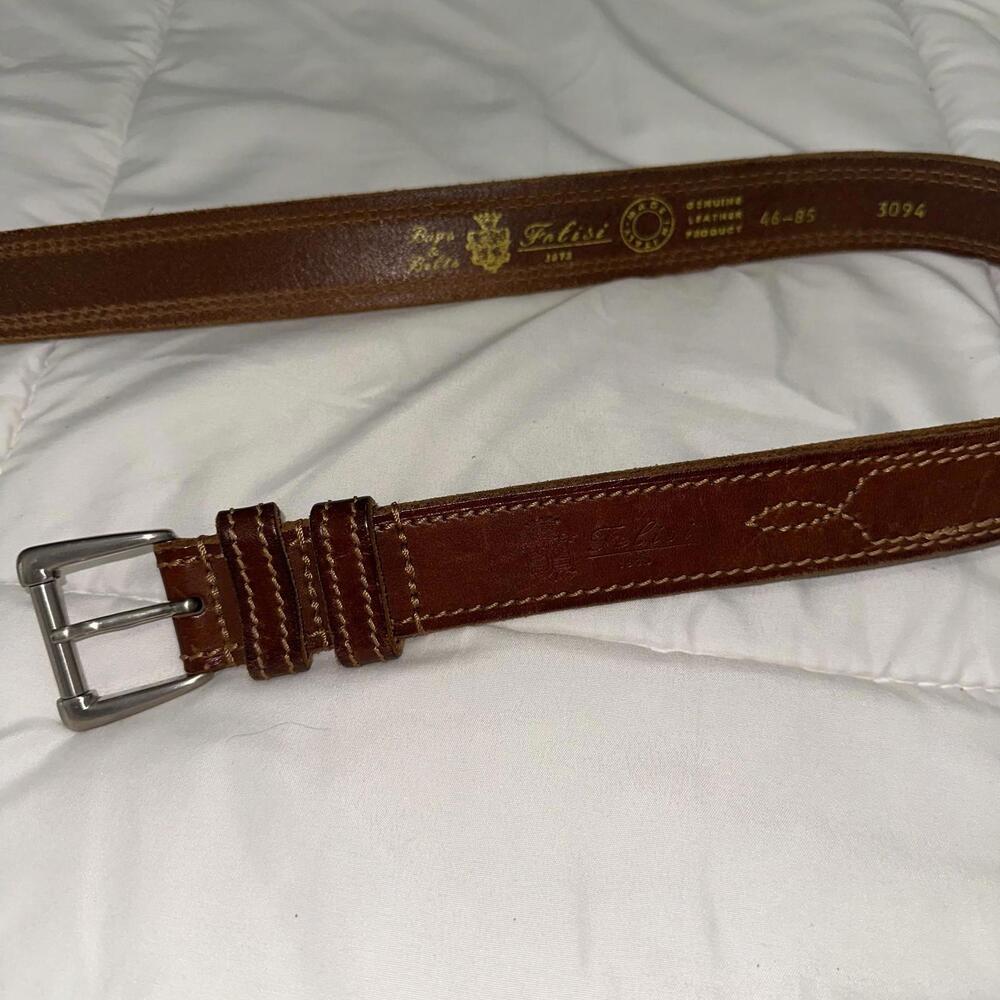 Felisi Leather Belt Brown Buckle Italy Men 45-85 3094 - Picture 6 of 7